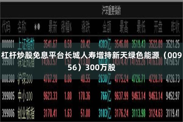 杠杆炒股免息平台长城人寿增持新天绿色能源(00956)300万股